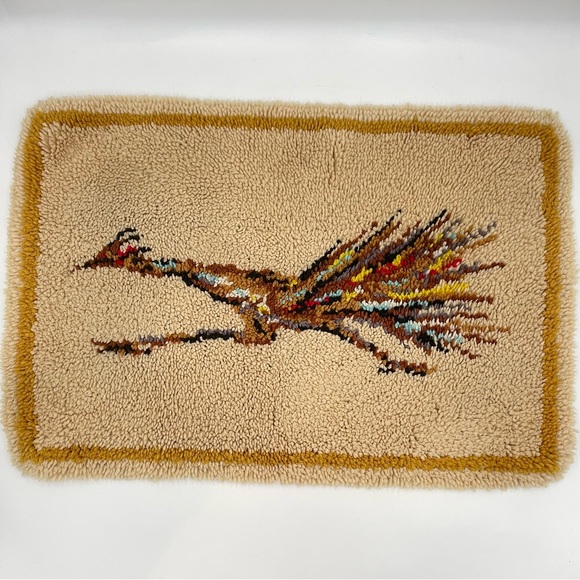 Kitsch Rugs Vintage | Accents | Vintage Latch Hook Rug Roadrunner Southwestern ...